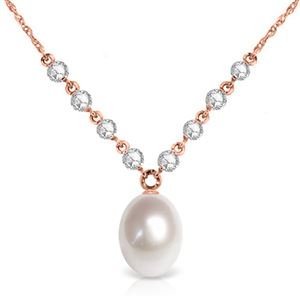 ALARRI 4.8 Carat 14K Solid Rose Gold White Chocolate Pearl Diamond Necklace