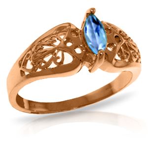 ALARRI 0.2 Carat 14K Solid Rose Gold You Are Splendid Blue Topaz Ring