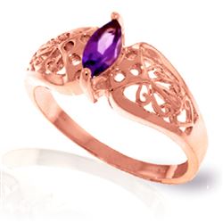 ALARRI 0.2 CTW 14K Solid Rose Gold Filigree Ring Natural Amethyst