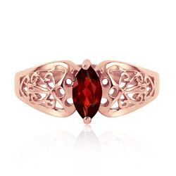 ALARRI 0.2 Carat 14K Solid Rose Gold Filigree Ring Natural Garnet