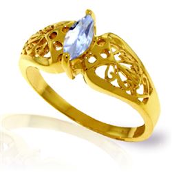 ALARRI 0.2 Carat 14K Solid Gold Lily Aquamarine Ring
