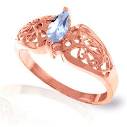 ALARRI 0.2 Carat 14K Solid Rose Gold Filigree Ring Natural Aquamarine
