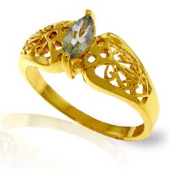 ALARRI 0.2 Carat 14K Solid Gold Filigree Ring Green Amethyst