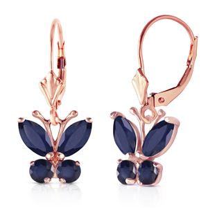 ALARRI 1.24 Carat 14K Solid Rose Gold Butterfly Earrings Sapphire