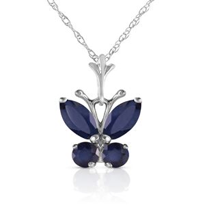 ALARRI 0.6 Carat 14K Solid White Gold Butterfly Necklace Natural Sapphire