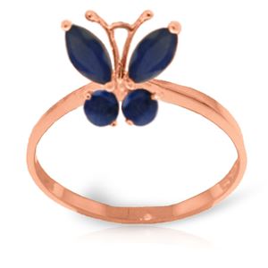ALARRI 0.6 CTW 14K Solid Rose Gold Butterfly Ring Natural Sapphire