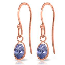 ALARRI 1 Carat 14K Solid Rose Gold Fish Hook Earrings Tanzanite