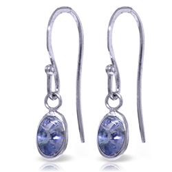 ALARRI 1 Carat 14K Solid White Gold Fish Hook Earrings Tanzanite