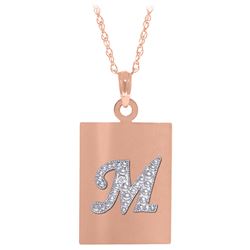 ALARRI 0.01 Carat 14K Solid Rose Gold Initial Necklace Diamond