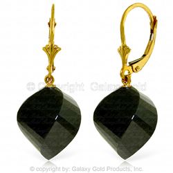 ALARRI 31 Carat 14K Solid Gold Leverback Earrings Twisted Briolette Black Spinel