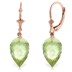 ALARRI 19 CTW 14K Solid Rose Gold Drop Briolette Gteen Amethyst Earrings