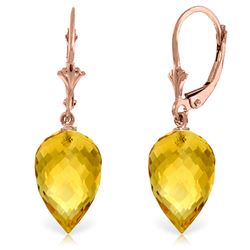 ALARRI 19 CTW 14K Solid Rose Gold Pointy Briolette Drop Citrine Earrings