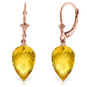 ALARRI 19 CTW 14K Solid Rose Gold Pointy Briolette Drop Citrine Earrings