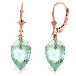 ALARRI 22.5 Carat 14K Solid Rose Gold Pointy Briolette Drop Blue Topaz Earrings