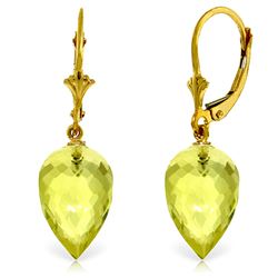 ALARRI 18 Carat 14K Solid Gold Pointy Briolette Drop Lemon Quartz Earrings