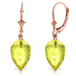 ALARRI 18 Carat 14K Solid Rose Gold Pointy Briolette Drop Lemon Quartz Earrings