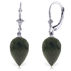 ALARRI 24.5 Carat 14K Solid White Gold Pointy Briolette Drop Black Spinel Earrings