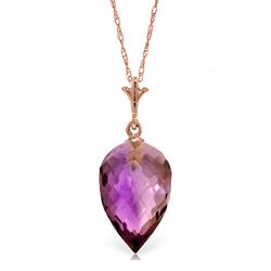 ALARRI 9.5 Carat 14K Solid Rose Gold Necklace Pointy Briolette Drop Amethyst