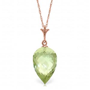 ALARRI 9.5 CTW 14K Solid Rose Gold Necklace Pointy Briolette Drop Green Amethyst