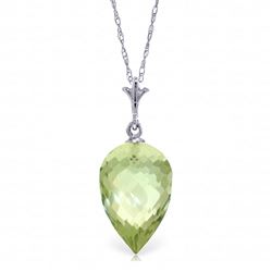 ALARRI 9.5 Carat 14K Solid White Gold Necklace Pointy Briolette Drop Green Amethyst