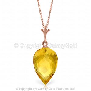 ALARRI 9.5 CTW 14K Solid Rose Gold Necklace Pointy Briolette Drop Citrine