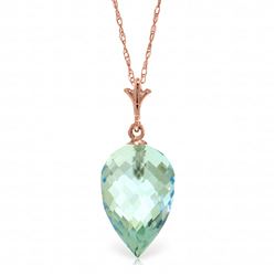 ALARRI 11.25 Carat 14K Solid Rose Gold Necklace Pointy Briolette Drop Blue Topaz