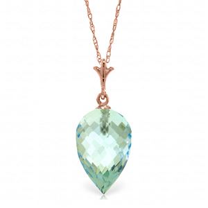 ALARRI 11.25 Carat 14K Solid Rose Gold Necklace Pointy Briolette Drop Blue Topaz