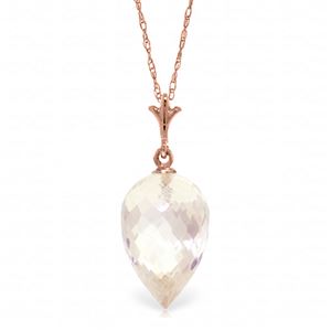 ALARRI 12.25 Carat 14K Solid Rose Gold Necklace Pointy Briolette Drop White Topaz
