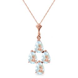 ALARRI 1.95 Carat 14K Solid Rose Gold Pyramid Aquamarine Necklace