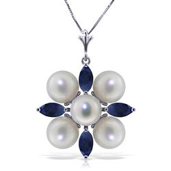 ALARRI 6.3 CTW 14K Solid White Gold This Is Perfect Emerald Pearl Necklace