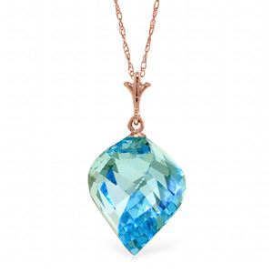 ALARRI 13.9 CTW 14K Solid Rose Gold Necklace Twisted Briolette Blue Topaz