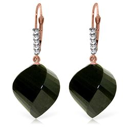 ALARRI 31.15 CTW 14K Solid Rose Gold Earrings Diamond Briolette Black Spinel