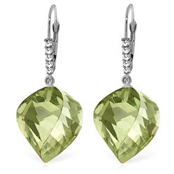 ALARRI 26.15 CTW 14K Solid White Gold Earrings Diamond Briolette Green Amethyst