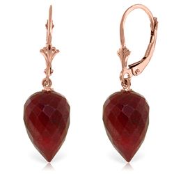 ALARRI 26.1 Carat 14K Solid Rose Gold Drop Briolette Ruby Earrings