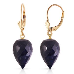 ALARRI 25.7 Carat 14K Solid Gold Drop Briolette Sapphire Earrings