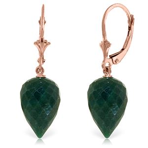 ALARRI 25.7 Carat 14K Solid Rose Gold Drop Briolette Emerald Earrings