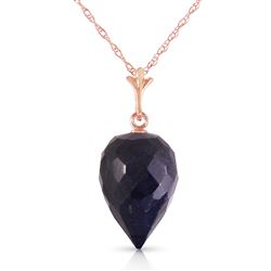 ALARRI 12.9 Carat 14K Solid Rose Gold Necklace Pointy Briolette Drop Sapphire