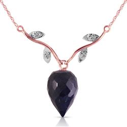 ALARRI 12.92 Carat 14K Solid Rose Gold Romance Sapphire Diamond Necklace