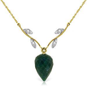 ALARRI 12.92 Carat 14K Solid Gold La Bella Vita Emerald Diamond Necklace