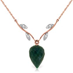 ALARRI 12.92 CTW 14K Solid Rose Gold Romance Emerald Diamond Necklace