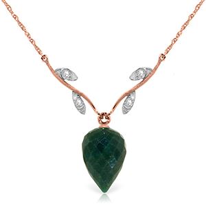 ALARRI 12.92 CTW 14K Solid Rose Gold Romance Emerald Diamond Necklace