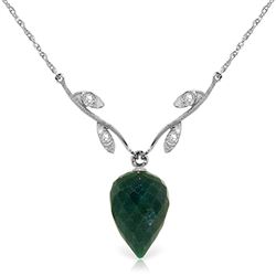 ALARRI 12.92 Carat 14K Solid White Gold Burden w/ drawn Emerald Diamond Necklace