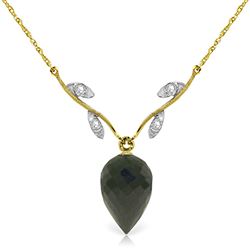 ALARRI 12.27 Carat 14K Solid Gold Necklace Diamond Briolette Black Spinel