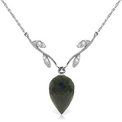 ALARRI 12.27 Carat 14K Solid White Gold Necklace Diamond Briolette Black Spinel