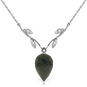 ALARRI 12.27 Carat 14K Solid White Gold Necklace Diamond Briolette Black Spinel