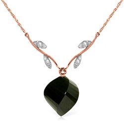 ALARRI 15.52 Carat 14K Solid Rose Gold Necklace Diamond Twisted Briolette Black Spinel