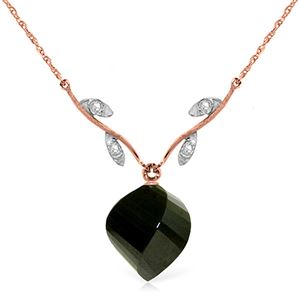 ALARRI 15.52 Carat 14K Solid Rose Gold Necklace Diamond Twisted Briolette Black Spinel