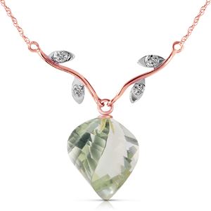 ALARRI 13.02 Carat 14K Solid Rose Gold Romance Green Amethyst Diamond Necklace