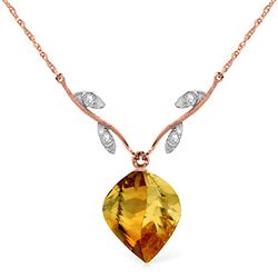 ALARRI 11.77 CTW 14K Solid Rose Gold Necklace Diamond Twisted Briolette Citrine