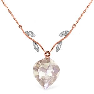ALARRI 12.82 Carat 14K Solid Rose Gold Romance White Sapphire Diamond Necklace
